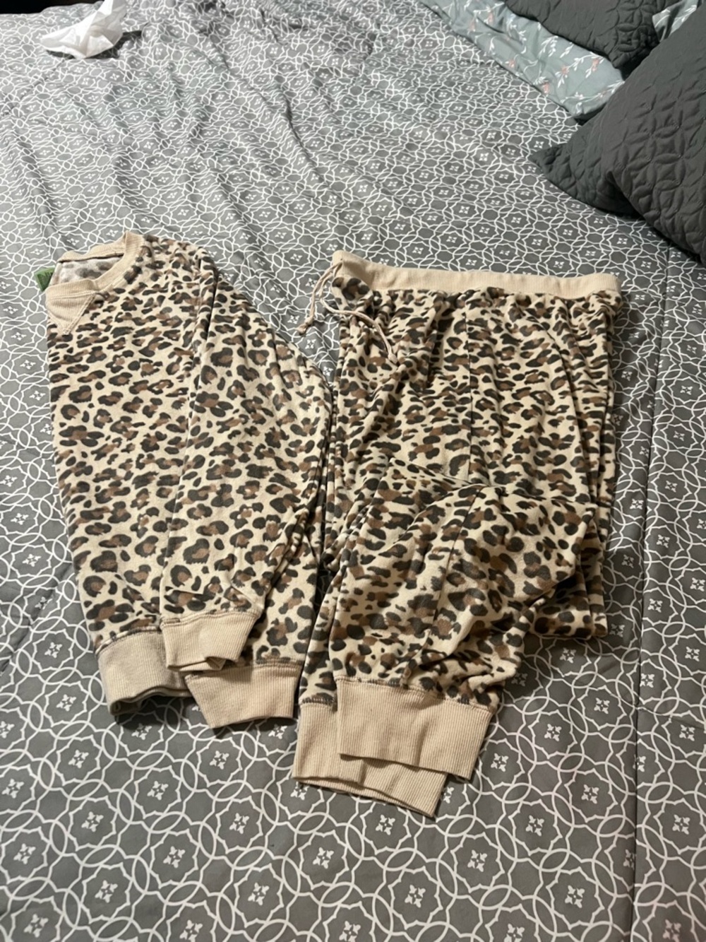 Honeydew USA Beige and Brown Leopard Print Jogger Set
